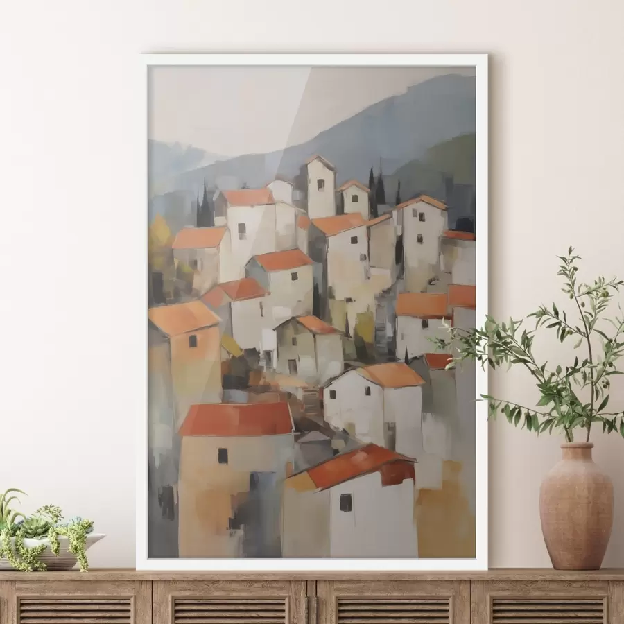 Papier peint Maisons abstraites, imitation d’un tableau f50771