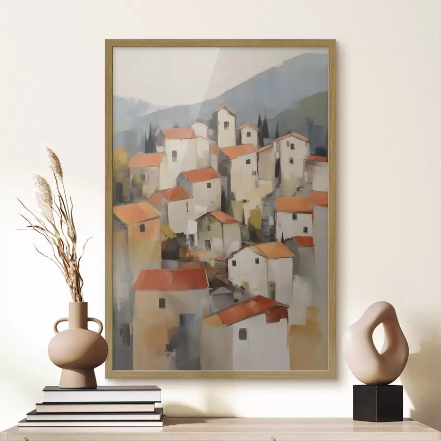 Papier peint Maisons abstraites, imitation d’un tableau f50771
