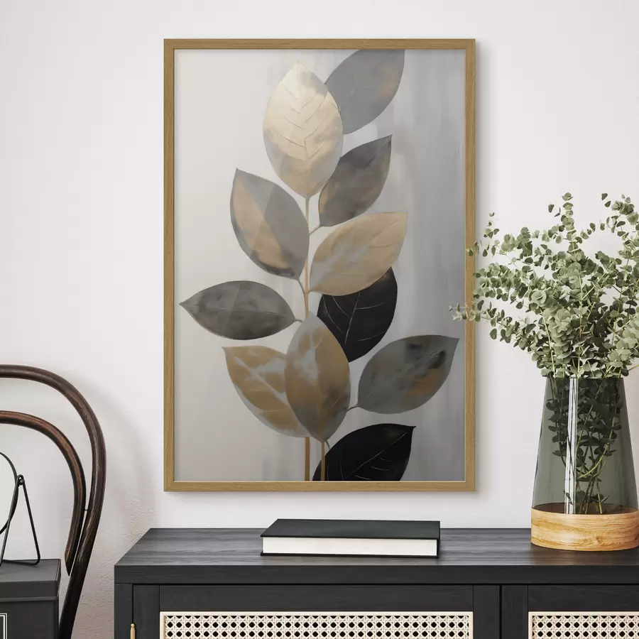 Papier peint Branche décorative avec des feuilles, peinture imitation f50777