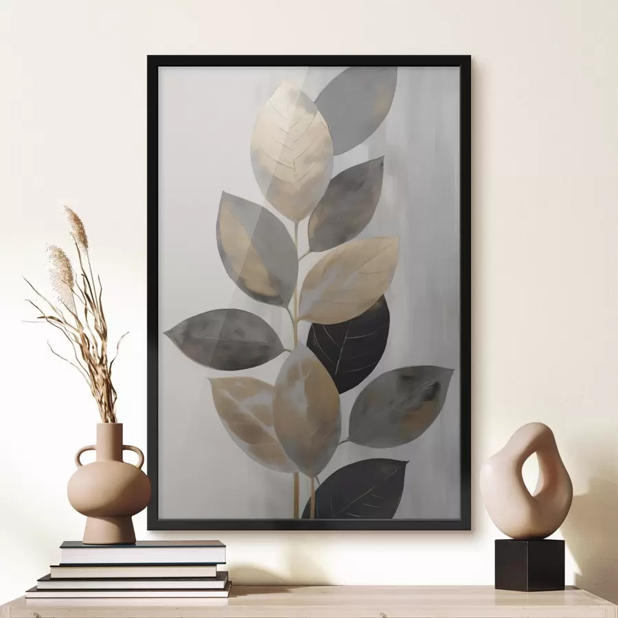 Papier peint Branche décorative avec des feuilles, peinture imitation f50777
