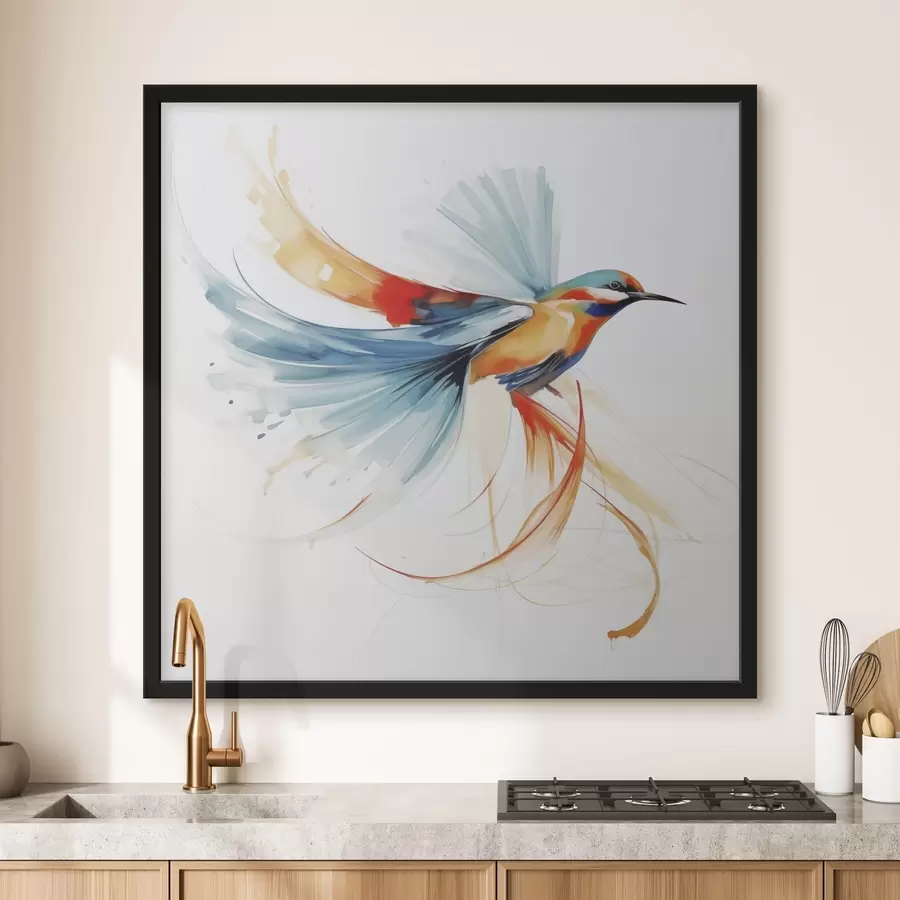 Papier peint Oiseau abstrait, reproduction d'un tableau f50783