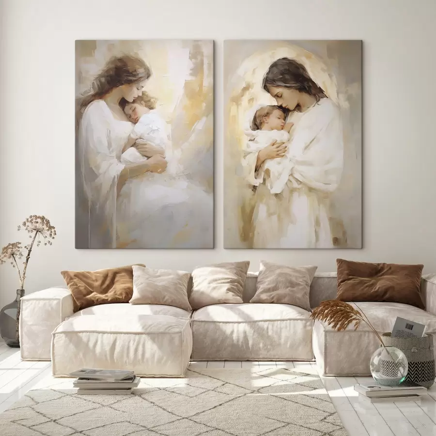 Tableau Femme avec un enfant, reproduction d'un tableau m30979