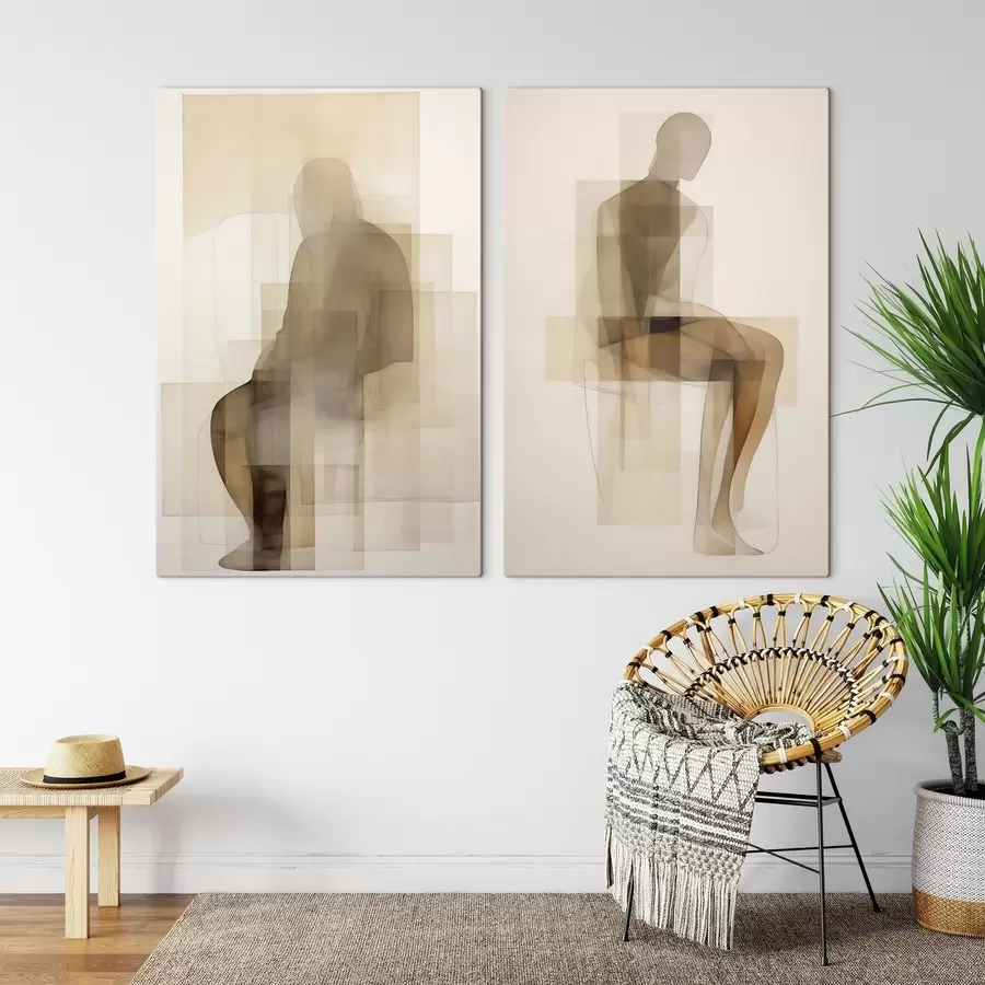 Tableau Silhouette assise abstraite, imitation de peinture m31006