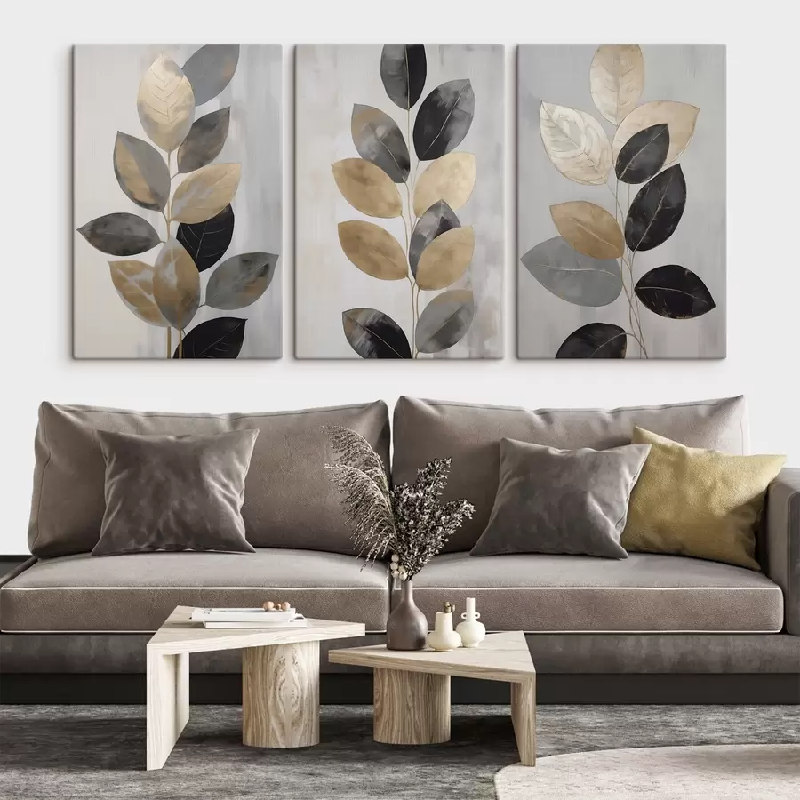 Tableau Branche décorative avec des feuilles, peinture imitation m31010