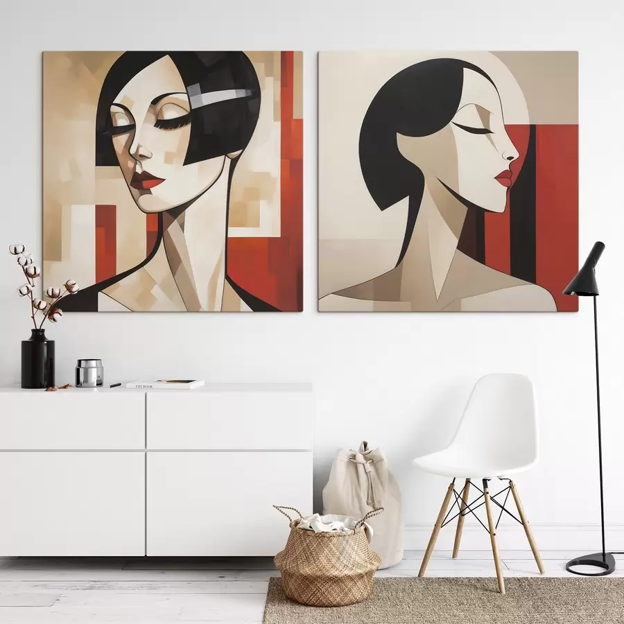 Tableau Portrait féminin abstrait m31011
