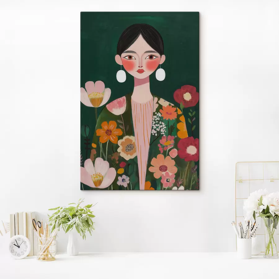 Tableau Une jeune fille parmi les fleurs s50814