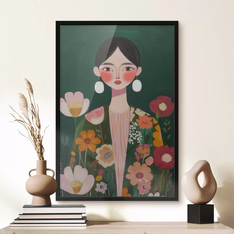 Papier peint Une jeune fille parmi les fleurs f50814