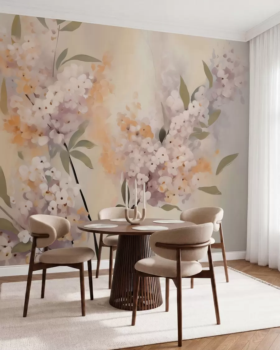 Papier peint Branches abstraites avec des fleurs w05872