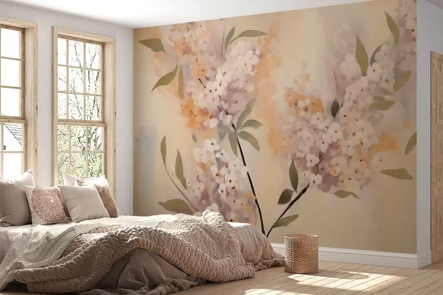 Papier peint Branches abstraites avec des fleurs w05872