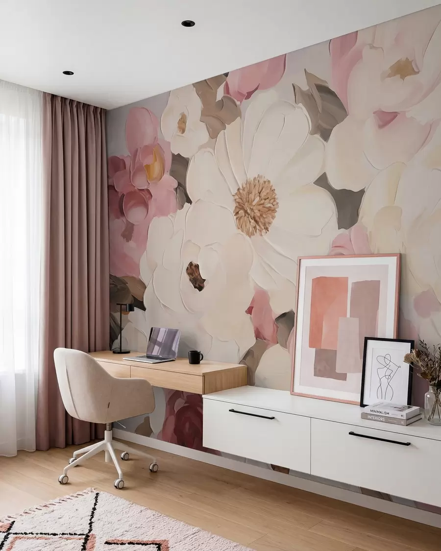 Papier peint Floraison rose poudré w05905