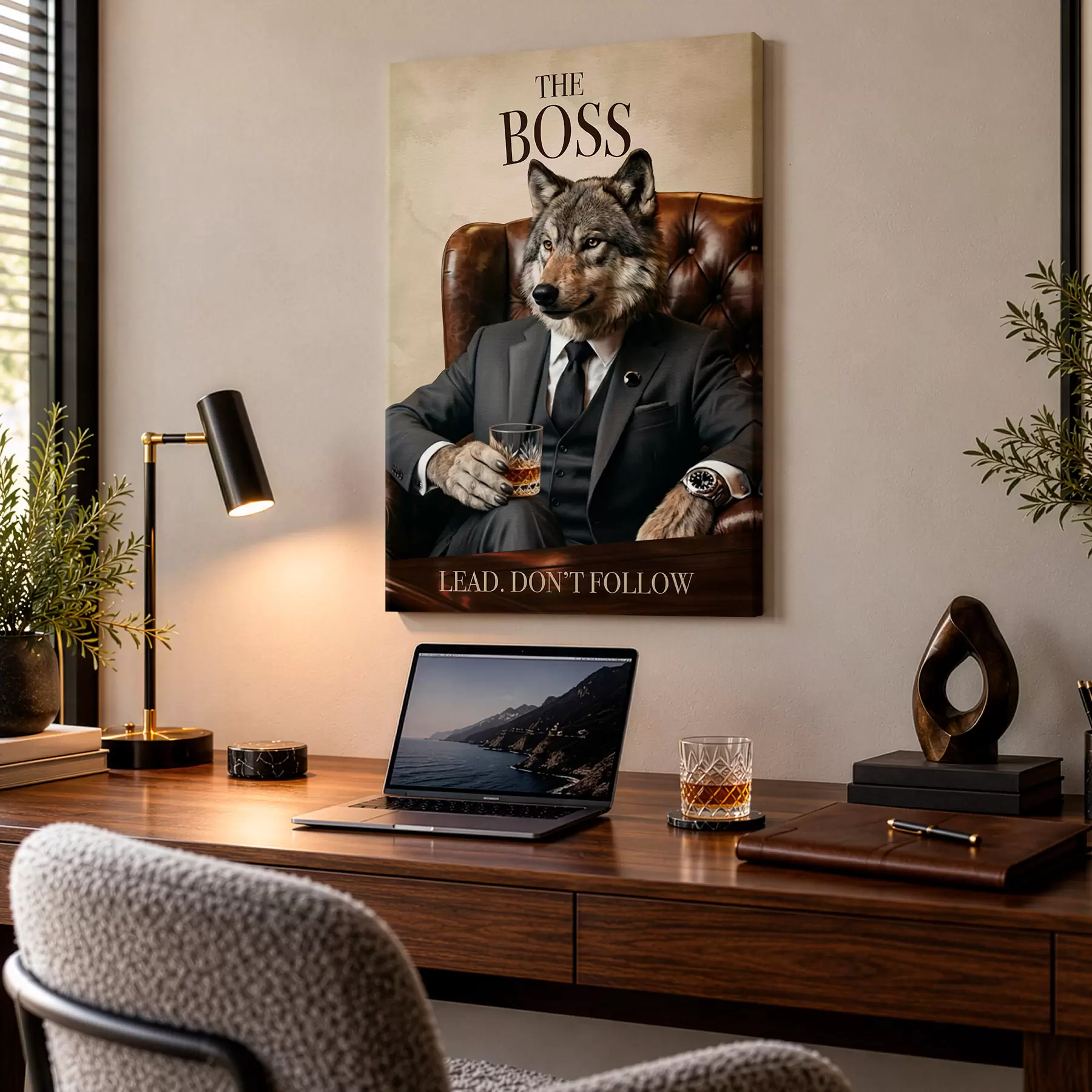 Tableau Le loup en costume s50508