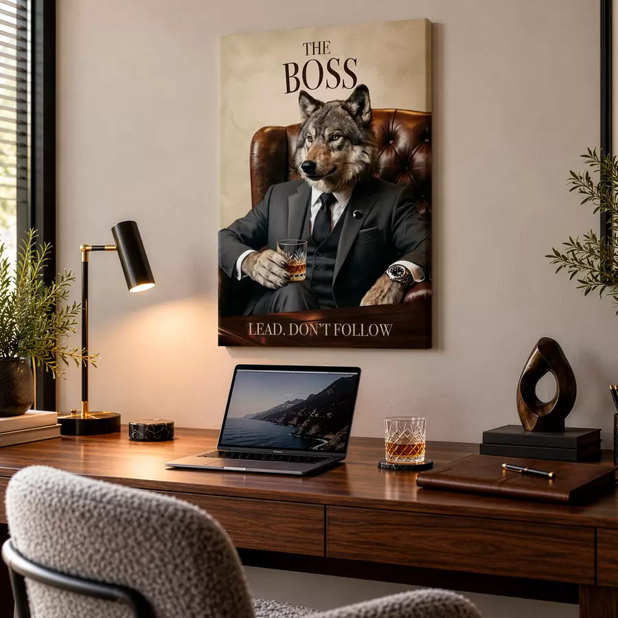 Tableau Le loup en costume s50508