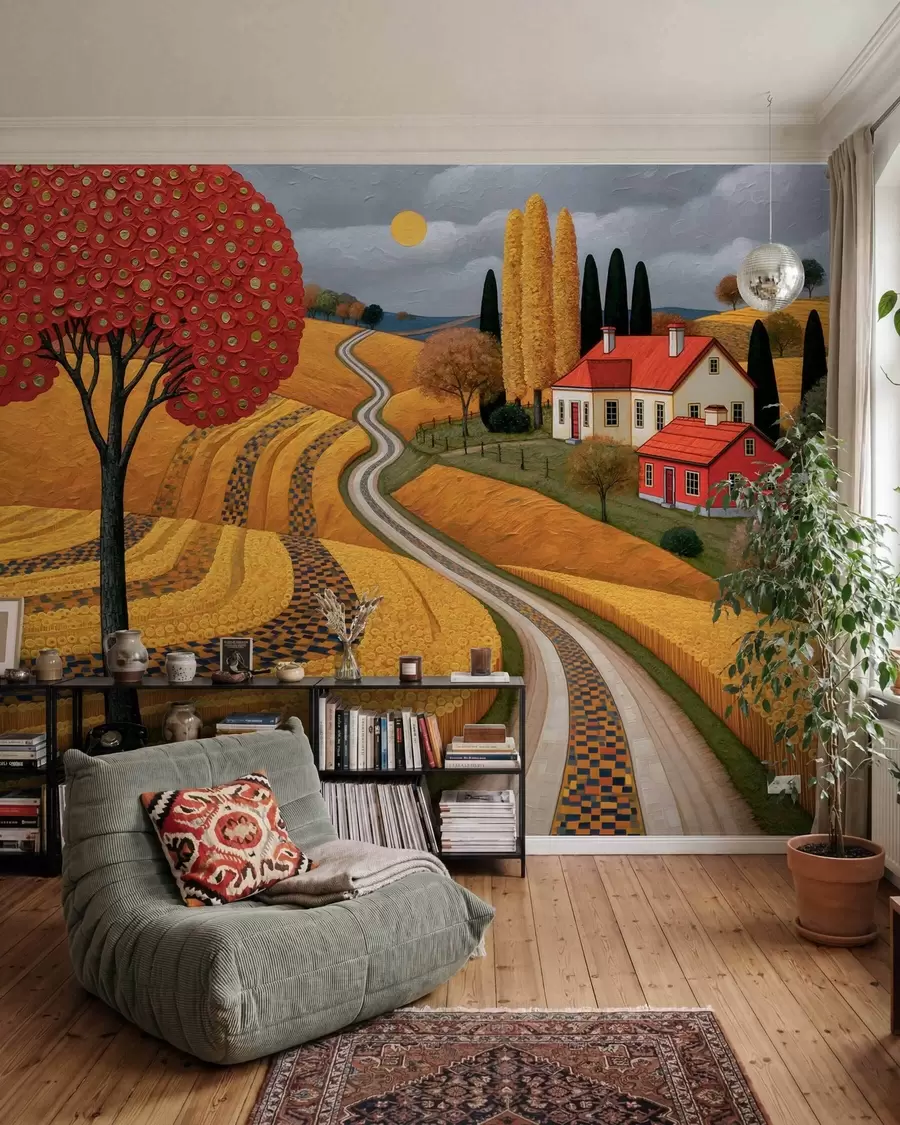 Papier peint Village d’automne w10049