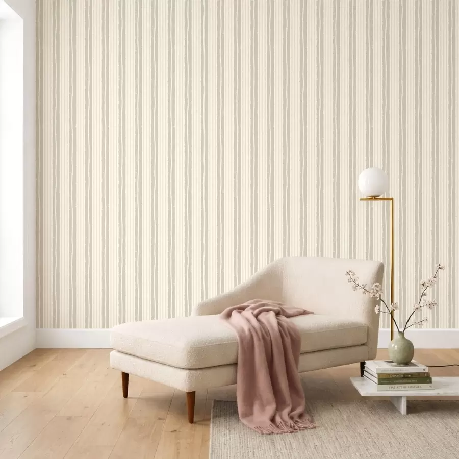 Papier peint Rayures verticales texturées de couleur crème et beige clair a01268v2