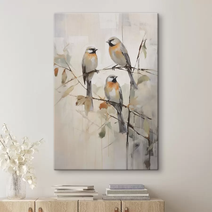 Tableau Petits oiseaux, peinture d'imitation s50839