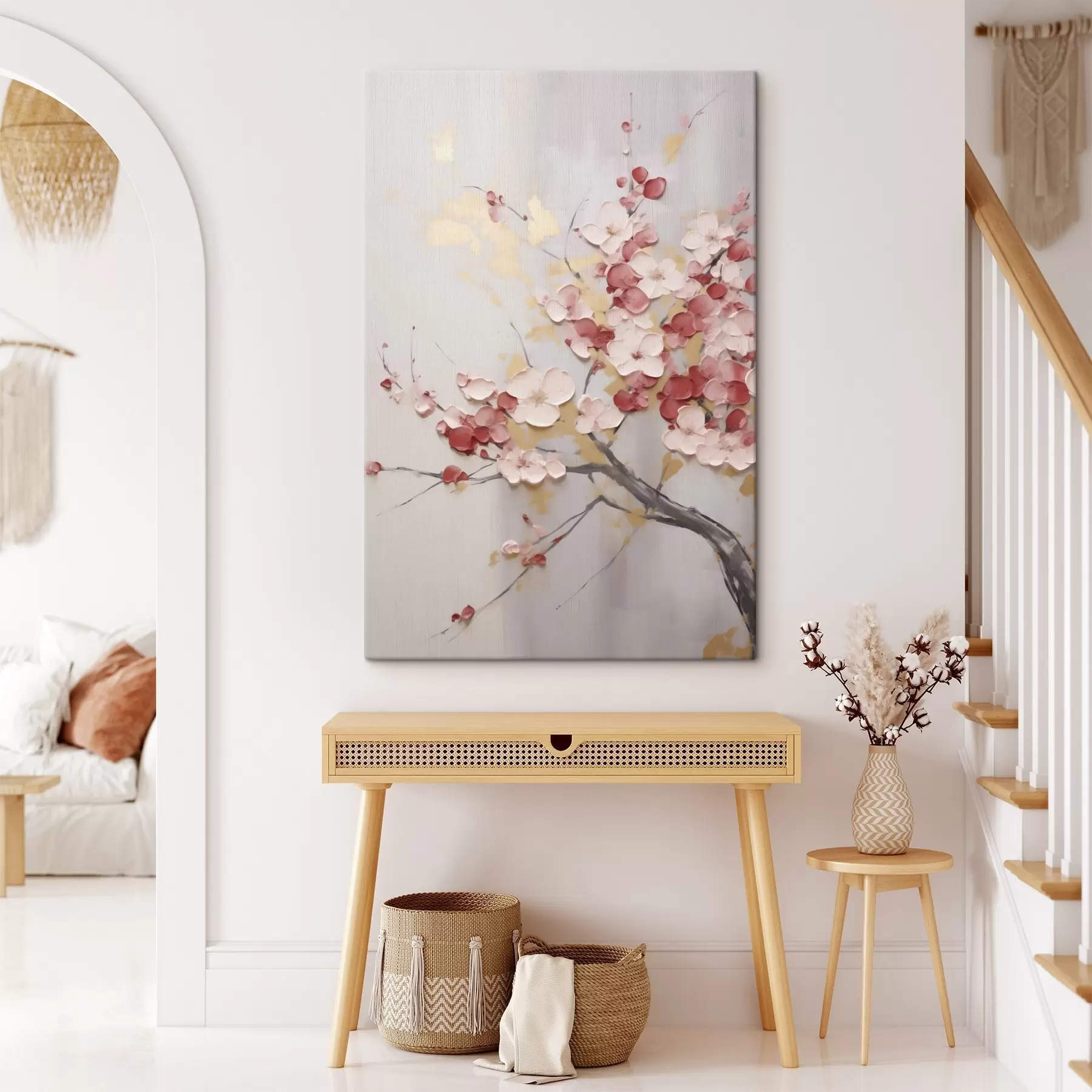 Tableau Fleurs abstraites sur une branche, style « imitation peinture » s50843