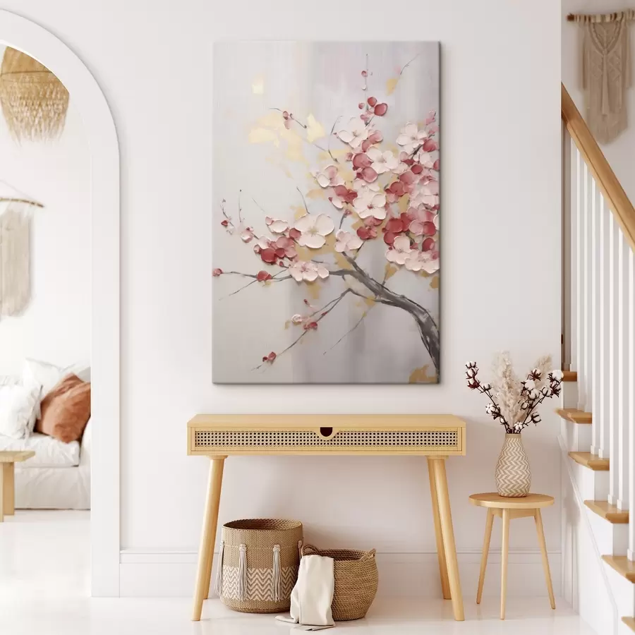 Tableau Fleurs abstraites sur une branche, style « imitation peinture » s50843