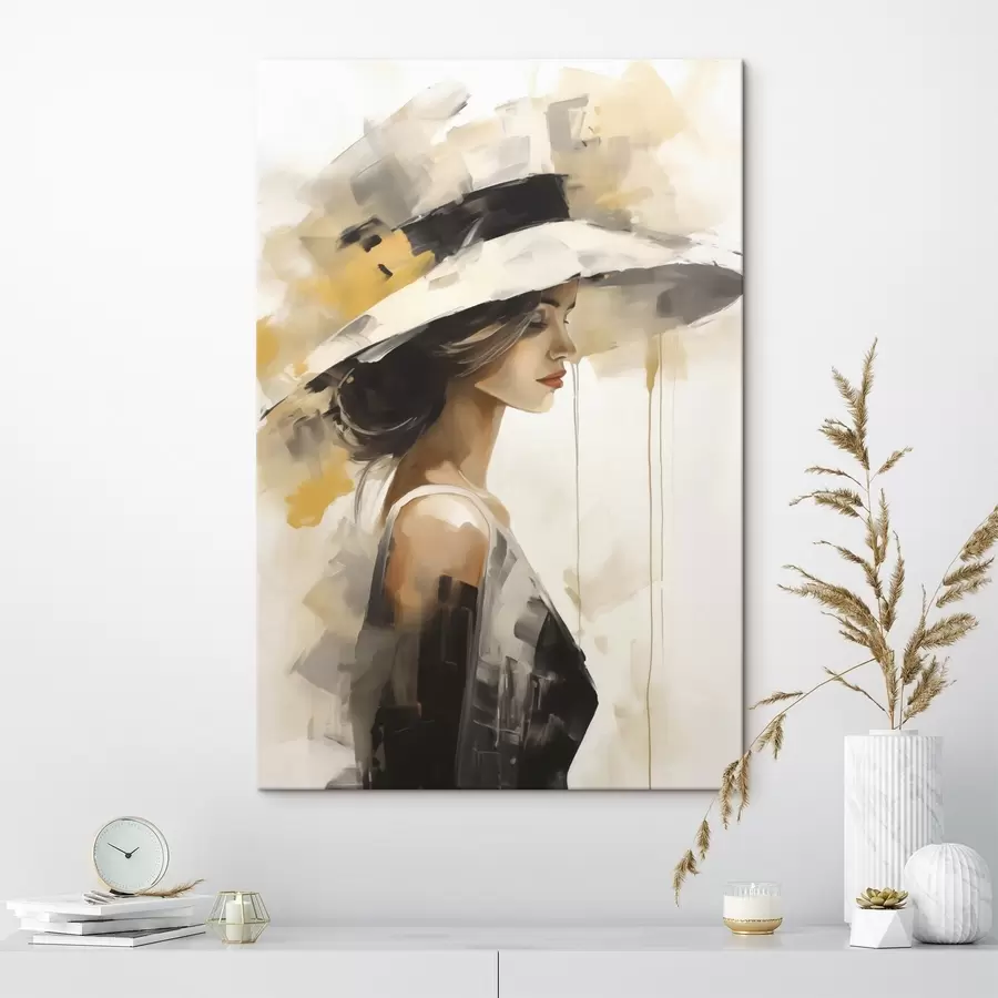 Tableau Jeune femme au chapeau, reproduction d'un tableau s50846