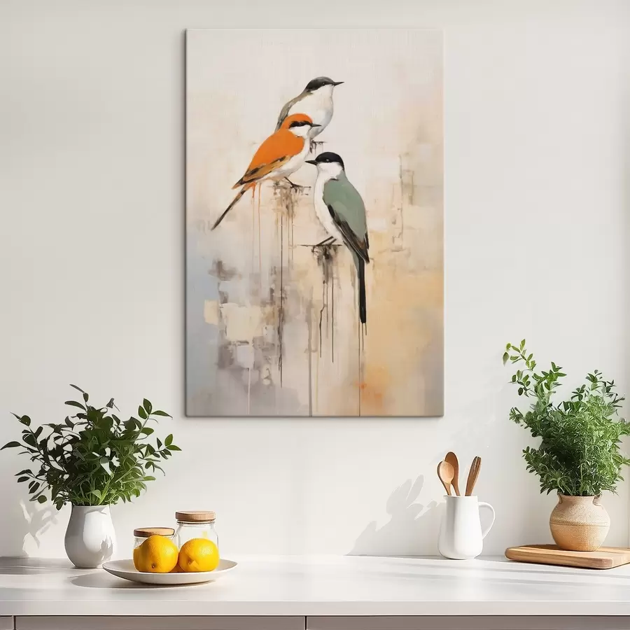 Tableau Oiseaux abstraits, imitation de la peinture s50848
