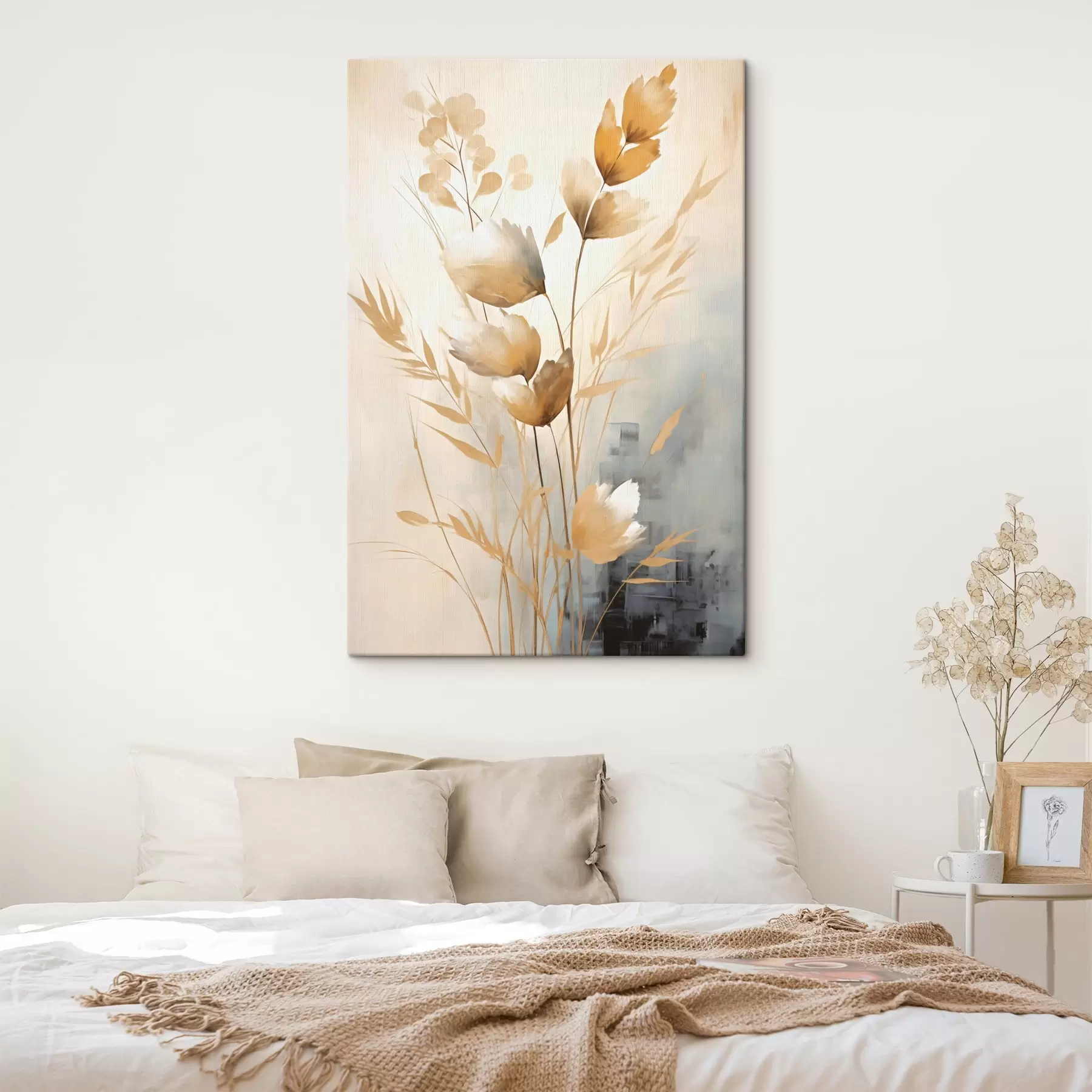 Tableau Branche décorative avec des feuilles, peinture imitation s50852