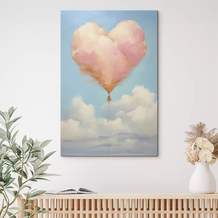 Tableau Nuage en forme de cœur, style « imitation peinture » s50853