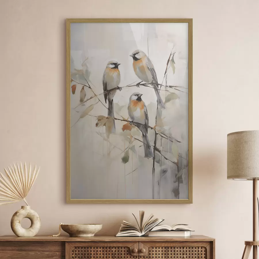 Papier peint Petits oiseaux, peinture d'imitation f50839