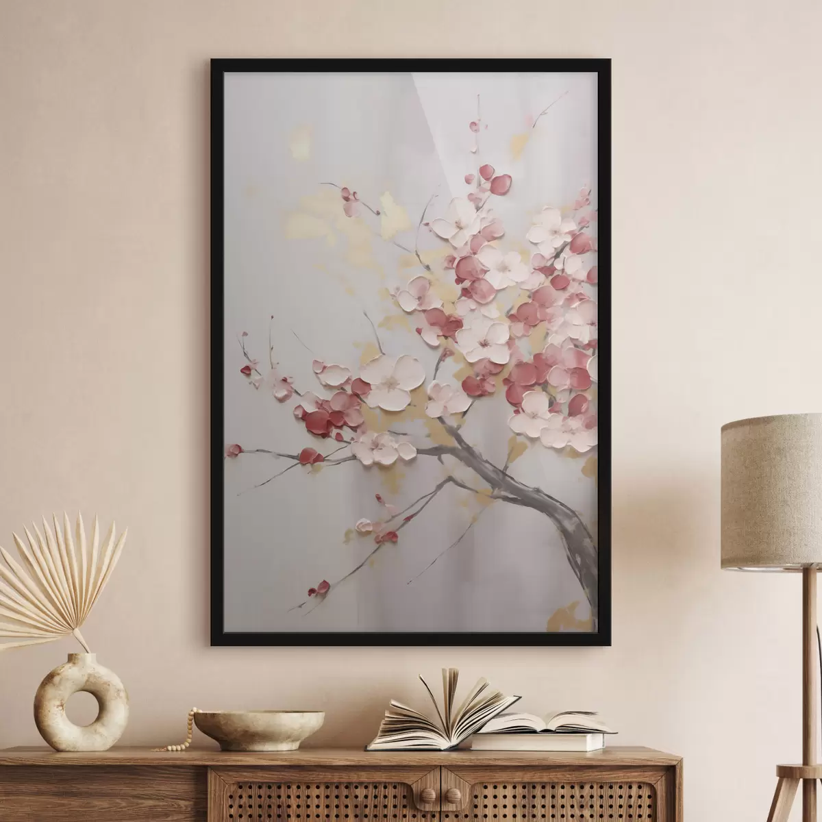 Poster Fleurs abstraites sur une branche, style « imitation peinture » f50843