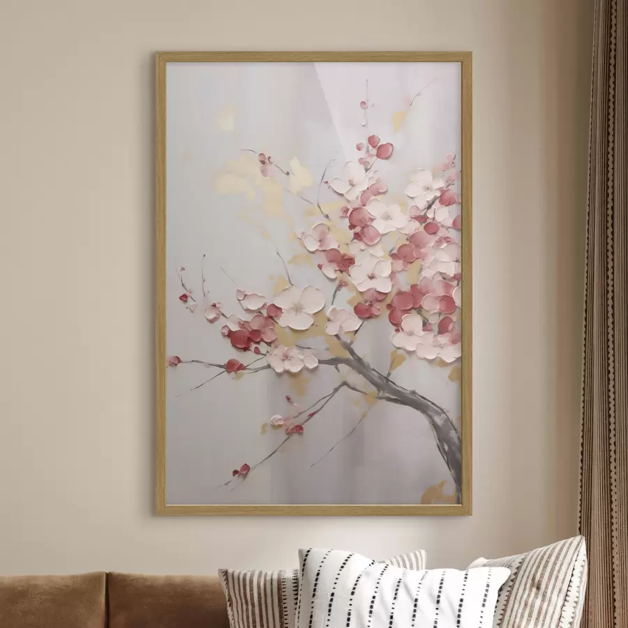 Papier peint Fleurs abstraites sur une branche, style « imitation peinture » f50843