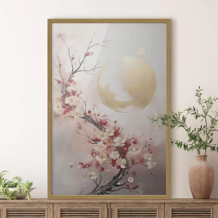 Papier peint Fleurs abstraites sur un arbre, peinture d'inspiration abstraite f50844