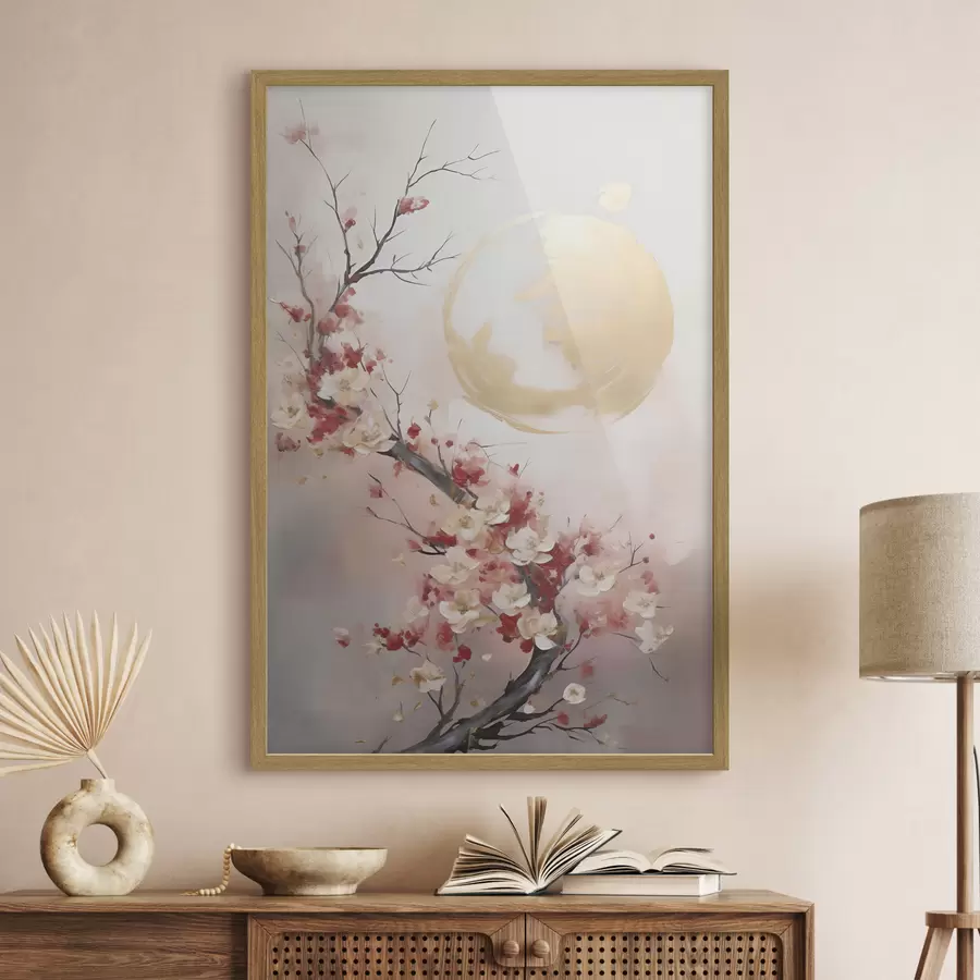 Papier peint Fleurs abstraites sur un arbre, peinture d'inspiration abstraite f50844