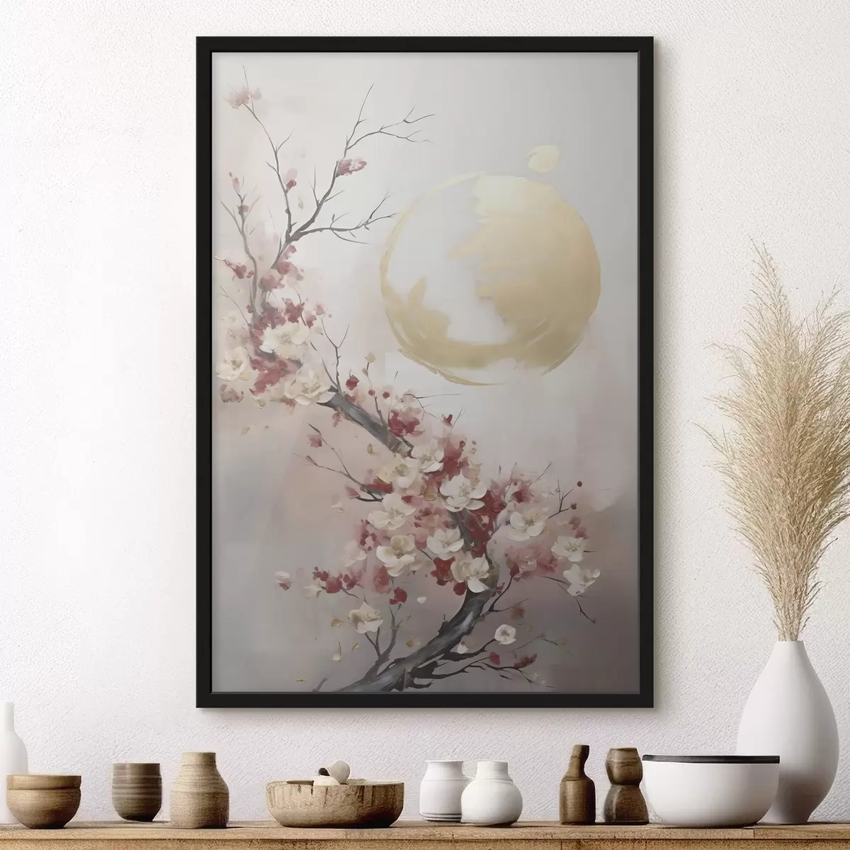 Poster Fleurs abstraites sur un arbre, peinture d'inspiration abstraite f50844
