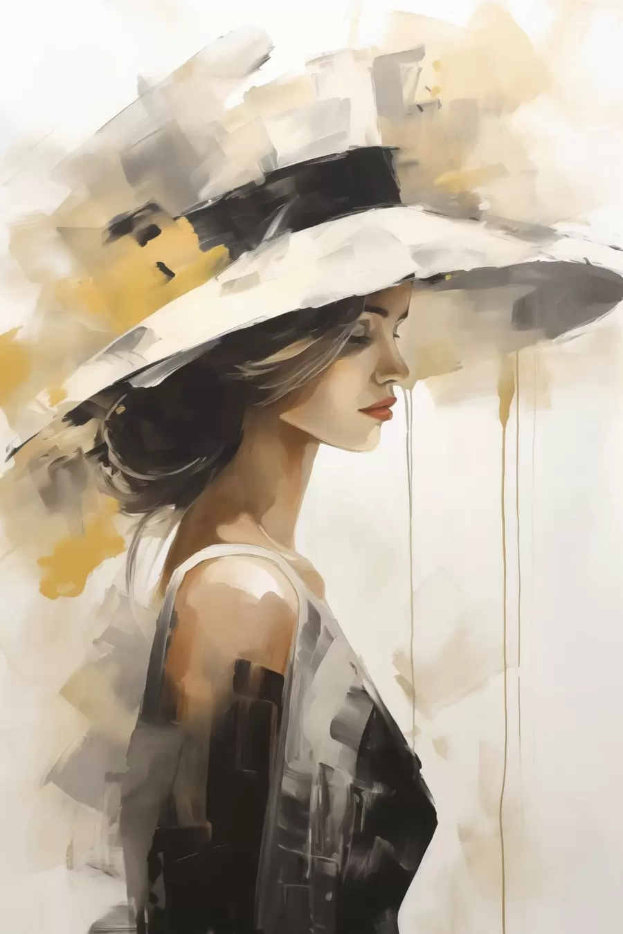 Papier peint Jeune femme au chapeau, reproduction d'un tableau f50846