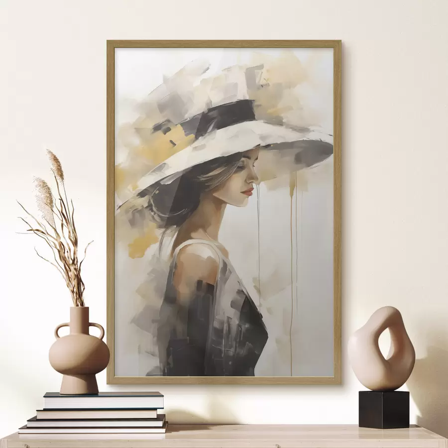 Papier peint Jeune femme au chapeau, reproduction d'un tableau f50846
