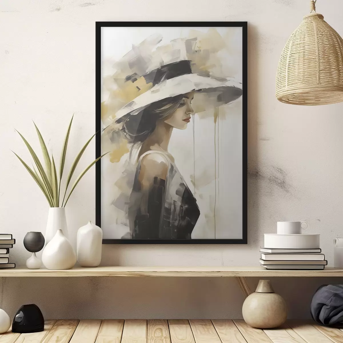 Poster Jeune femme au chapeau, reproduction d'un tableau f50846