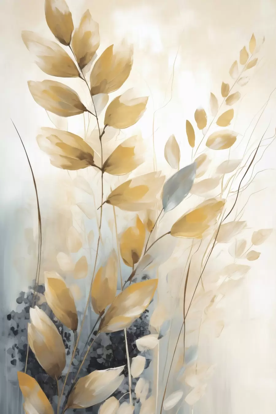 Papier peint Branche avec des feuilles, peinture décorative f50851