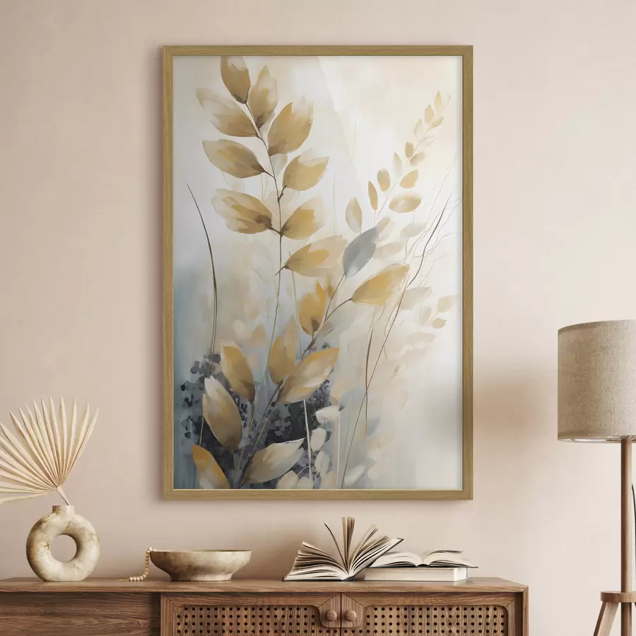 Papier peint Branche avec des feuilles, peinture décorative f50851