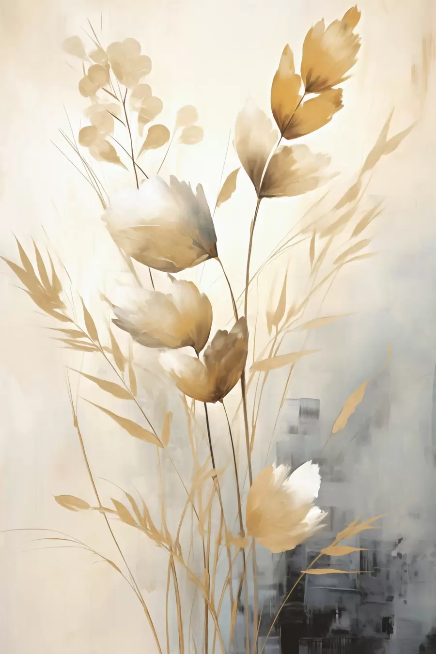 Papier peint Branche décorative avec des feuilles, peinture imitation f50852