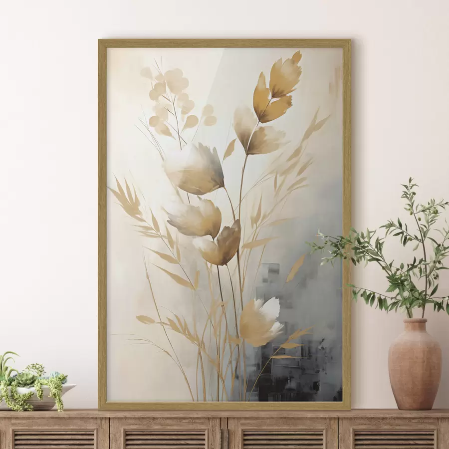 Papier peint Branche décorative avec des feuilles, peinture imitation f50852