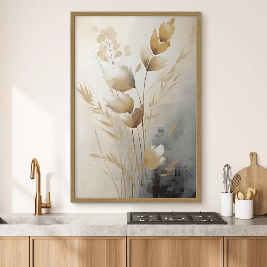 Papier peint Branche décorative avec des feuilles, peinture imitation f50852