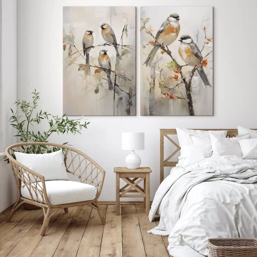 Tableau Oiseaux abstraits, imitation d'un tableau m31023