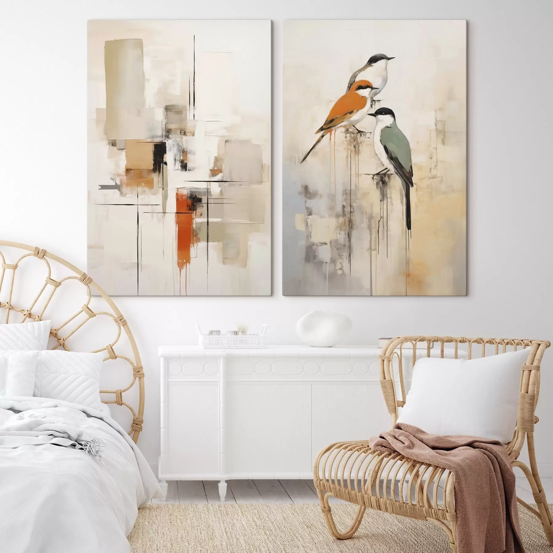 Tableau Abstraction et oiseaux, imitation de la peinture m31027