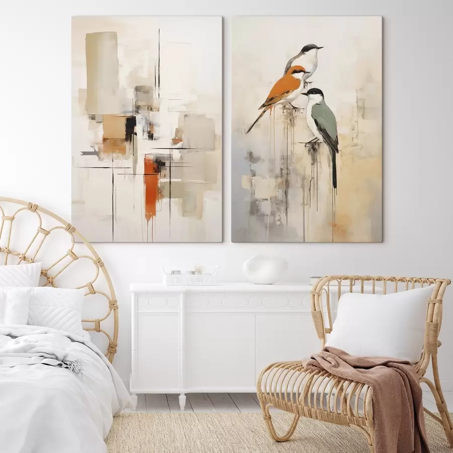 Tableau Abstraction et oiseaux, imitation de la peinture m31027
