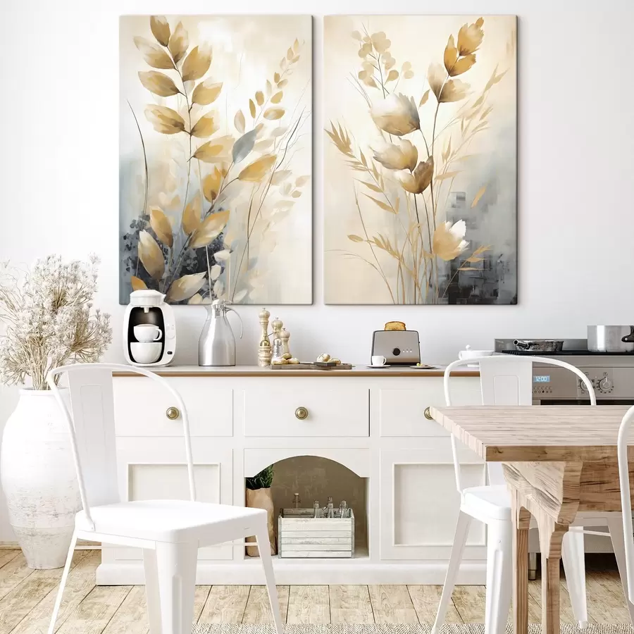 Tableau Branche décorative avec des feuilles, peinture imitation m31029