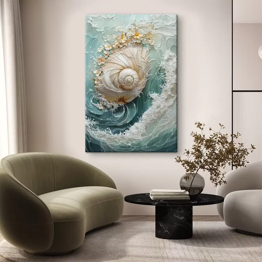 Tableau Coquillage nacré « Vague de mer » s50741