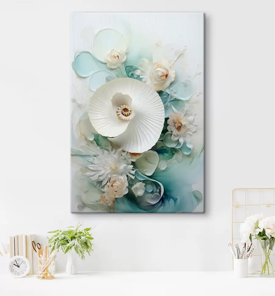 Tableau Nénuphar blanc dans des eaux émeraude s50742
