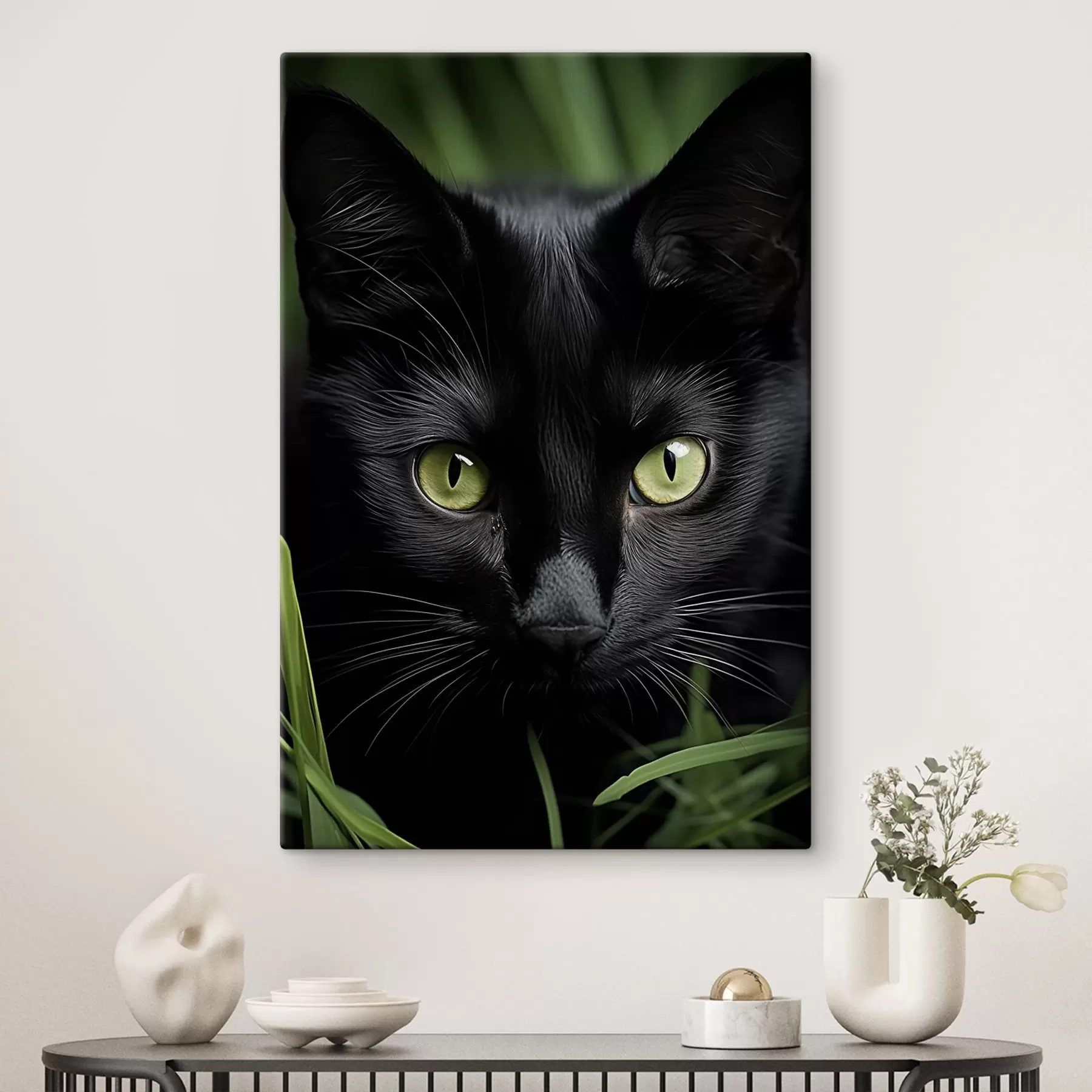 Tableau Le regard du chat noir sous les tropiques s50761