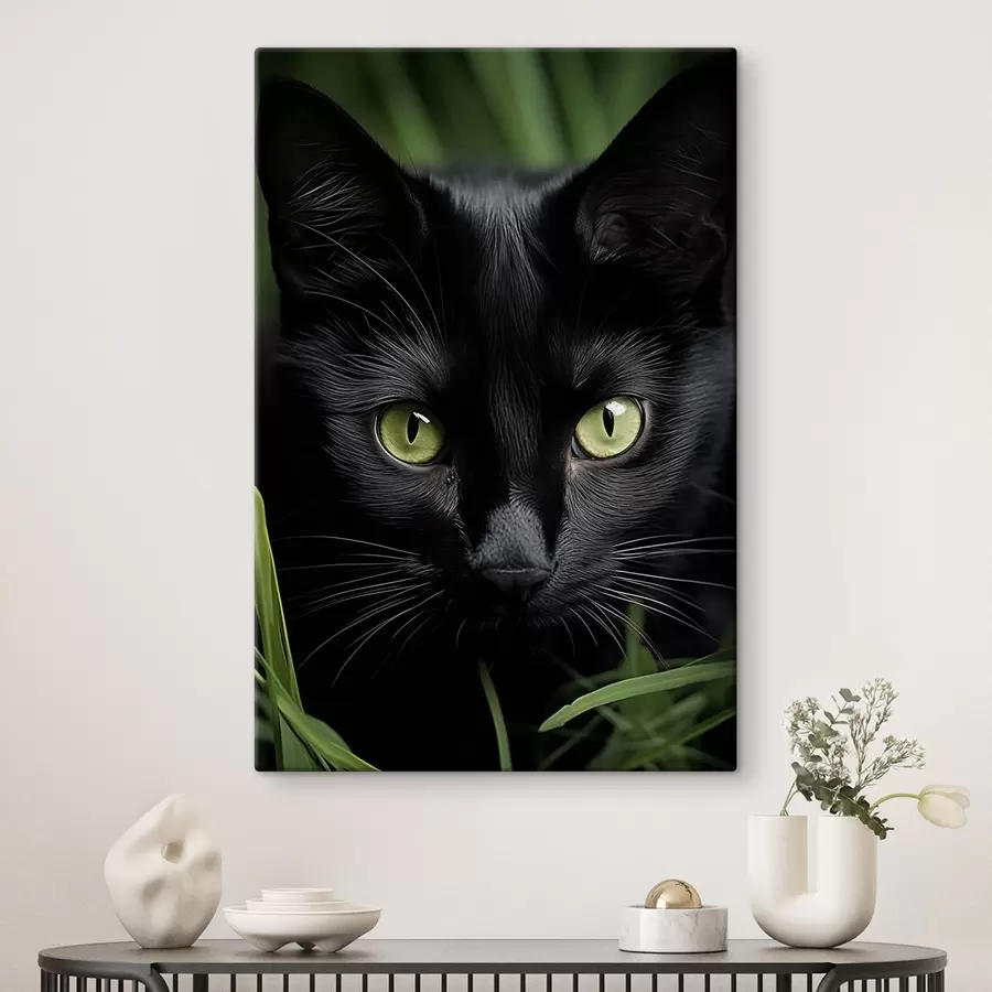 Tableau Le regard du chat noir sous les tropiques s50761