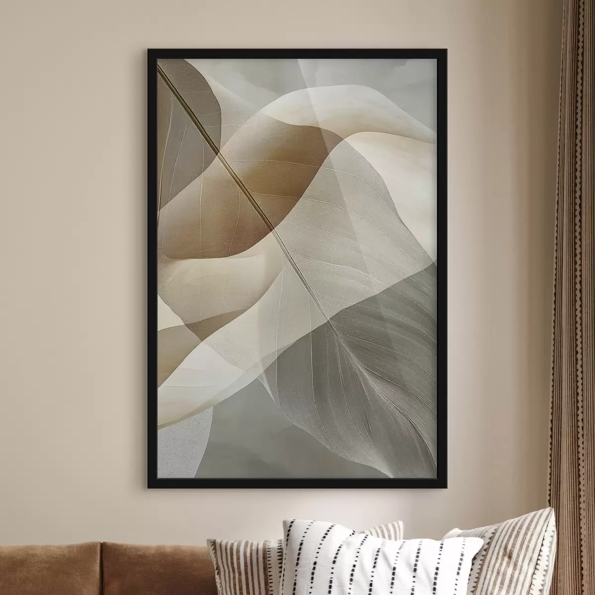 Poster Abstraction fluide en beige f50740