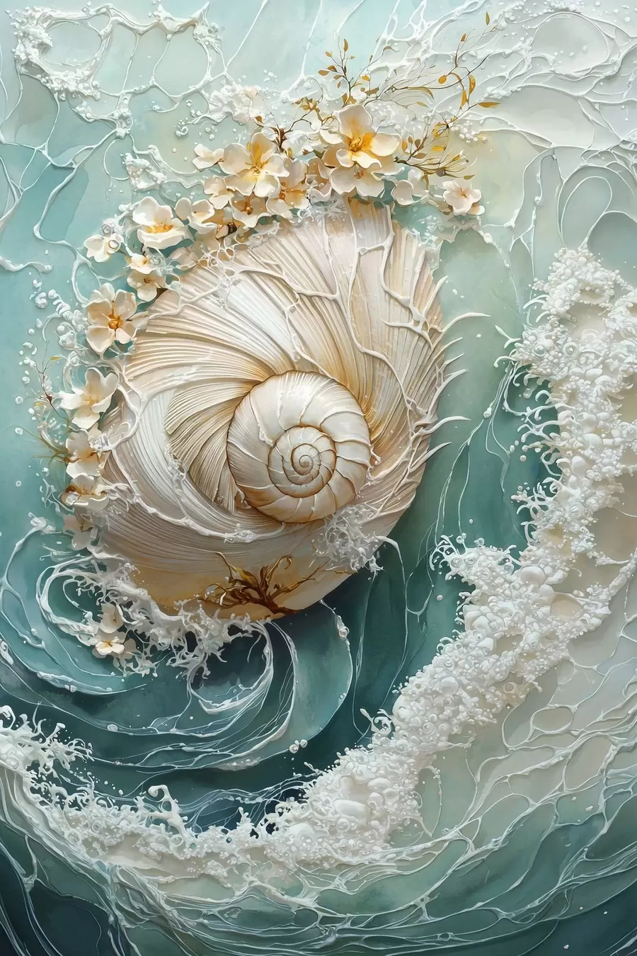 Papier peint Coquillage nacré « Vague de mer » f50741