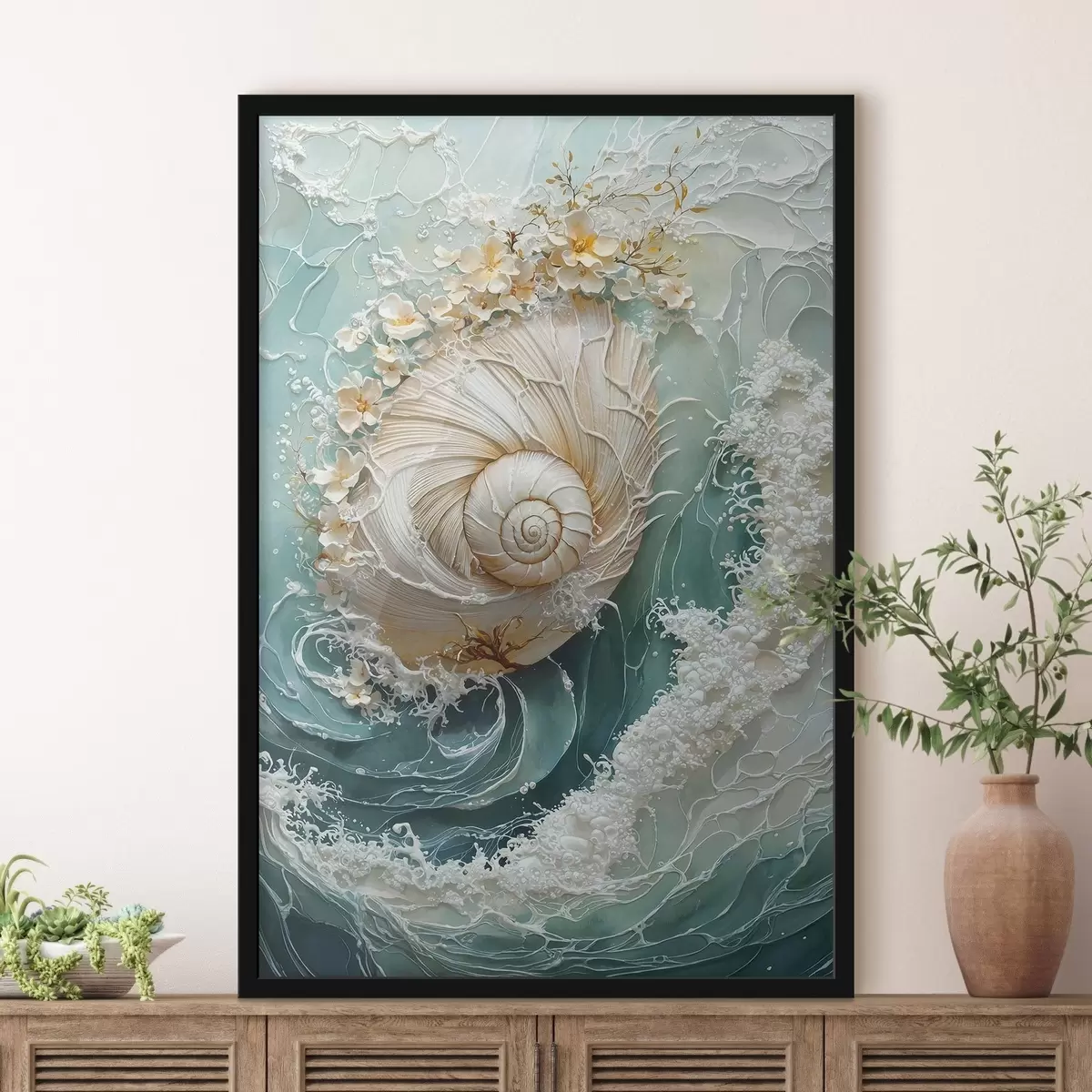 Poster Coquillage nacré « Vague de mer » f50741